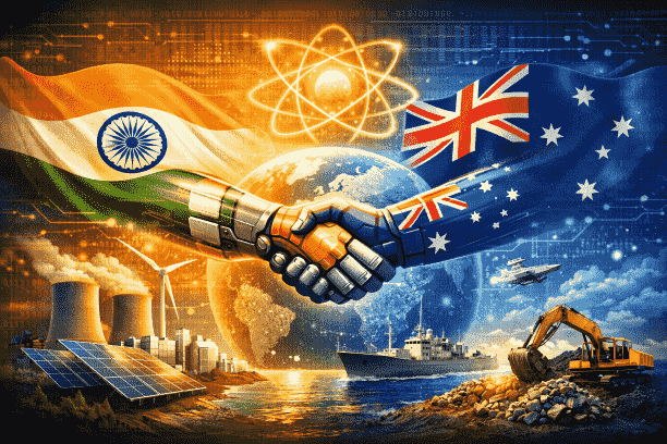 <strong>INDIA–AUSTRALIA UNITE ACROSS NUCLEAR, MARITIME AND MINERAL FRONTIERS, SHAPING A RESILIENT & HIGH‑TECH ALLIANCE</strong>