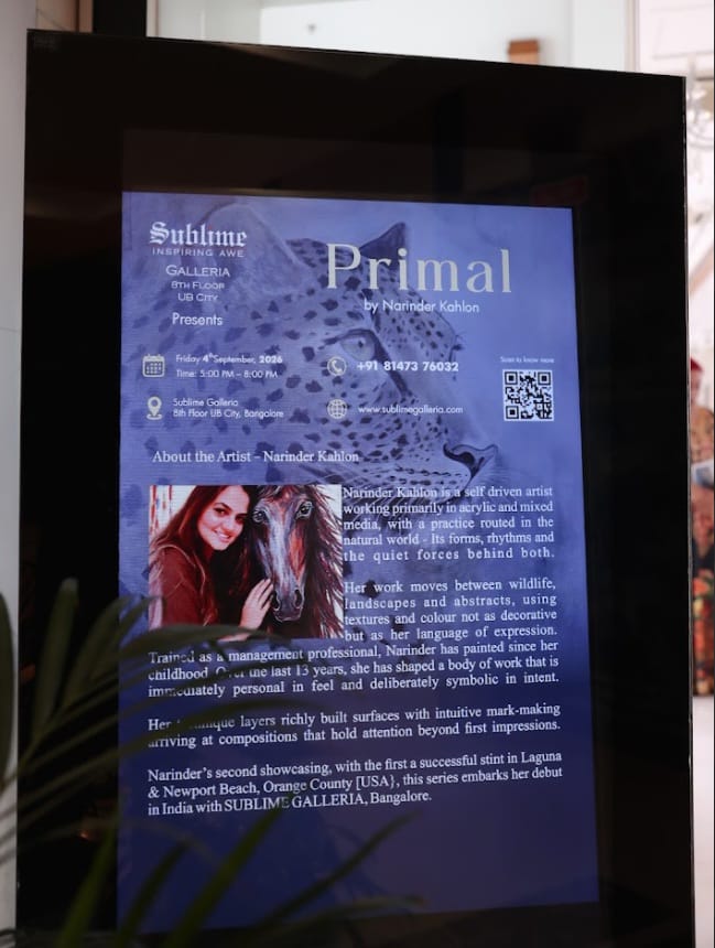 <strong>PRIMAL: NARINDER KAHLON’S UNTAMED ODE TO NATURE DEBUTS IN BENGALURU</strong>