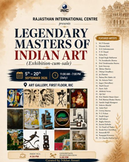 <strong>LEGENDARY MASTERS OF INDIAN ART: RARE EXHIBITION-CUM-SALE TO LIGHT UP RAJASTHAN INTERNATIONAL CENTRE, JAIPUR (5–20 SEPTEMBER 2026)</strong>